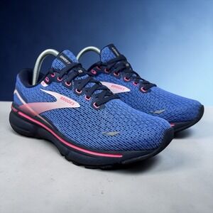 Brooks Ghost 15 Womens Running Shoes Blue Navy Pink 1203801B469 Size 8.5 B